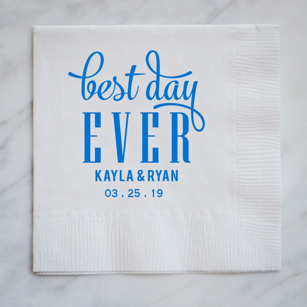 Personalized Best Day Ever Party Napkins, Custom Printed Party Napkins