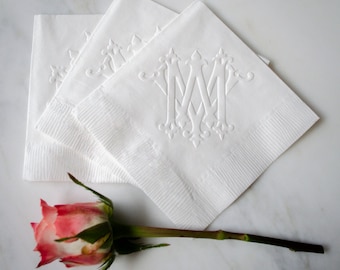 Embossed Wedding Monogram 3 Ply Napkins, Monogrammed Napkins, Beverage Napkins, Decorative Napkins, Wedding Shower, Custom Party Napkins