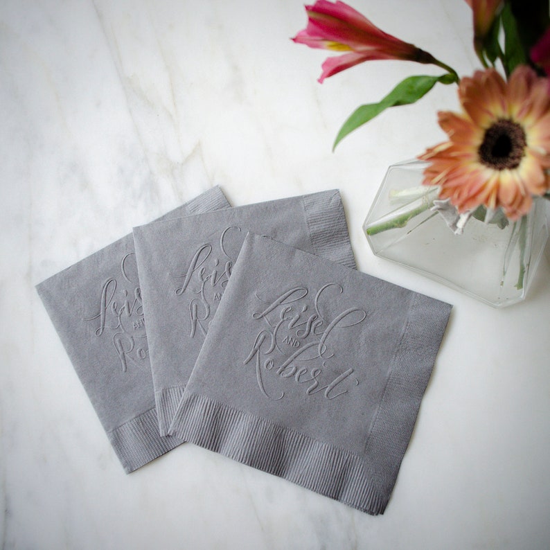 Embossed Engagement Party Napkins Personalized Wedding Etsy España