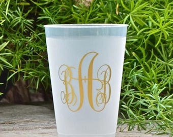 Monogram Frost Flex Party Cups, Personalized Shatterproof Cups, Customizable Cups, Printed Party Cups, Custom Wedding Cups,  Baby Shower