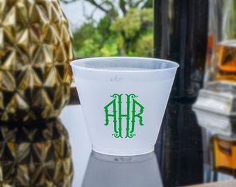 Custom Colorful Ink Shatterproof Cups, Shatterproof Monogram Wedding Cup, Customized Printed Clear Frost-Flex Cup, Custom Frosted Party Cups