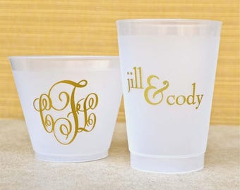 Personalized Shatterproof Wine Cups, Frosted Plastic Party Cups, Custom Hostess Gift Cups, Frost-Flex Cups with Names, Party Favor