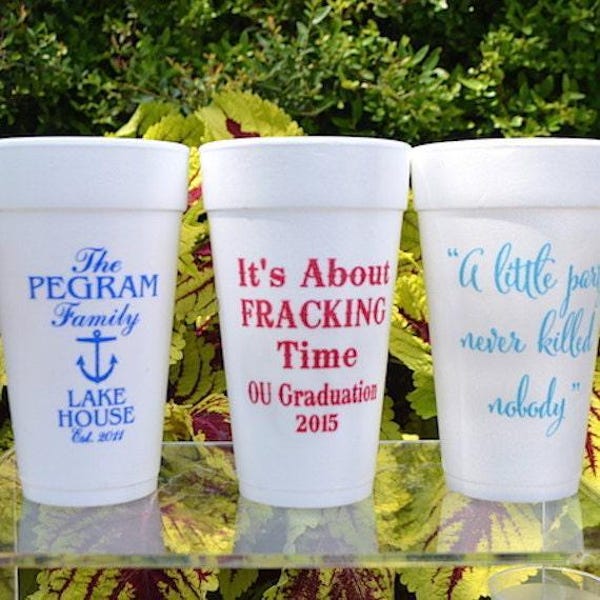 Custom Printed Styrofoam Party Cups, Personalized Foam Cups, Customizable Party Cups, Graduation Party, Family Reunion, Birthday Cups
