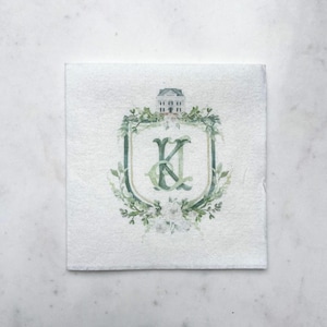 Custom Full Color Linen-Like Napkins, Full Color Crest Napkins, Wedding Full Color Linen Like Napkins, Personalized Full Color Event Napkins