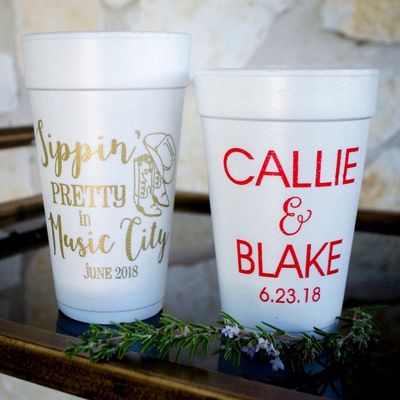 Nashville Wedding Foam Cups, Custom Printed Styrofoam Cups