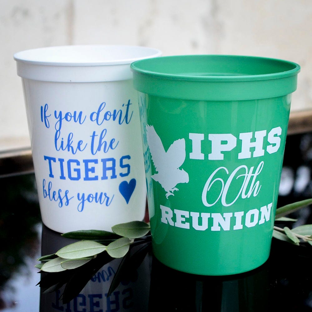 Class Reunion Cups Reusable Plastic Cups Custom High School Etsy