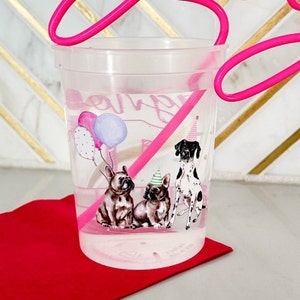Full Color Clear Dog Stadium Cups, Personalized Full Color Dog Stadium Cups, Colorful Party Cups, Full Color Cups, Full Color Dog Stadium