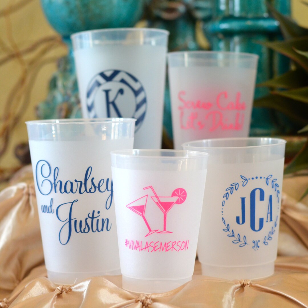 Personalized Clear Frost-flex Party Cups, Screen Printed Shatterproof ...