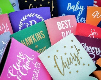 Personalized Can Coolers, Monogrammed Can Cooler, Wedding Favors, Custom Party Favors, Cheers Favor, Can Cooler Favor, Neoprene Can Coolers