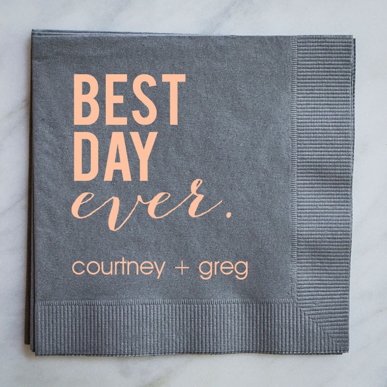 Custom Best Day Ever Party Napkins Personalized Cocktail Etsy