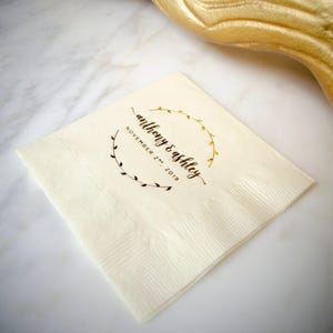 Simple Wedding Cocktail Napkins, Monogrammed Napkins, Personalized Napkins, 3 Ply Appetizer Napkins, Cocktail Hour, Engagement Party Decor image 5