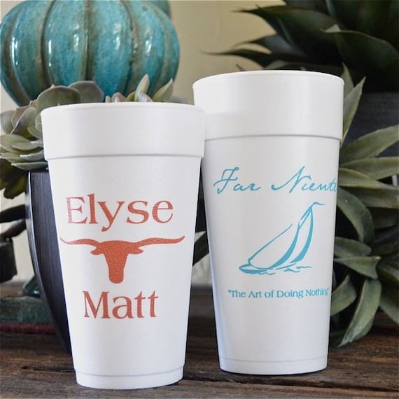 Customizable Styrofoam Party Cups, Personalized Foam Cups, Wedding Cups,  Engagement Party, Bridal Shower, Custom Party Favors 