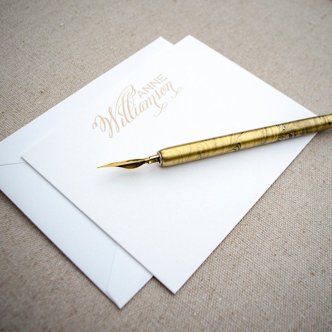 Elegant Custom Name Letterpress A2 Stationery & Envelope Set ...