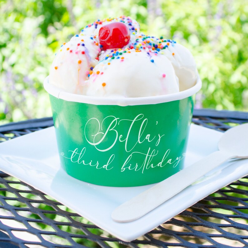 Personalized Paper Ice Cream Cups Recyclable Paper Treat Etsy