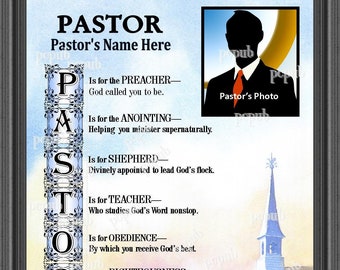 Pastor Appreciation Anniversary Personalized Photo Name Poem Gift Thank You