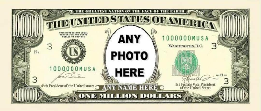 3 PERSONALIZED Fake MILLION DOLLAR Bills With Same Photo and Name - Etsy