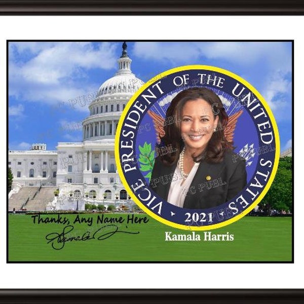 KAMALA HARRIS Personalized Vice President Seal Personalized Thank You Commemorative Portrait