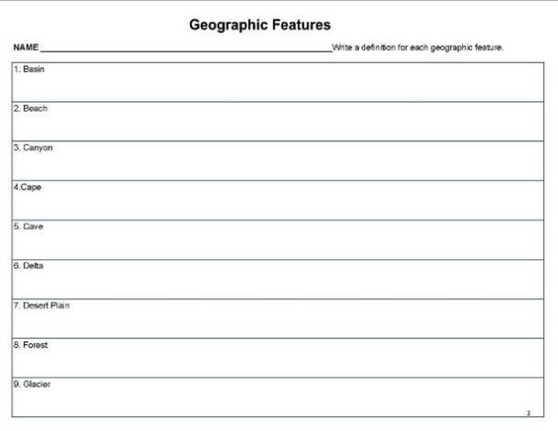 GEOGRAPHY Lesson Social Studies Geographic Featuresteaching Etsy