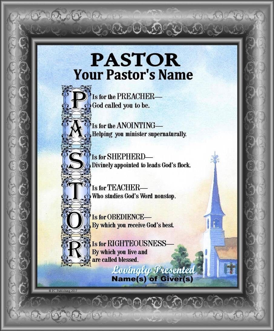 Pastor Appreciation Anniversary Personalized Name Poem Gift Etsy
