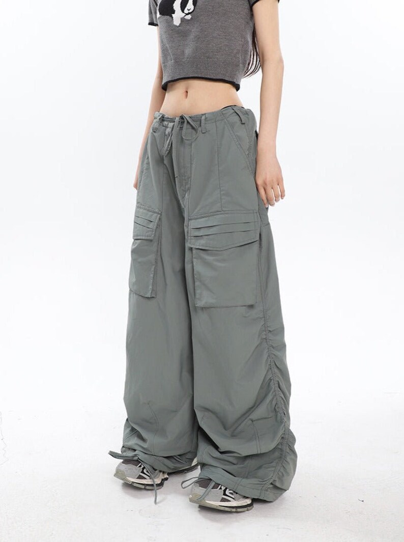 Buy Acubi Cargo Streetwear Baggy Cargo Pants Y2K Slouchy Ruched Online ...