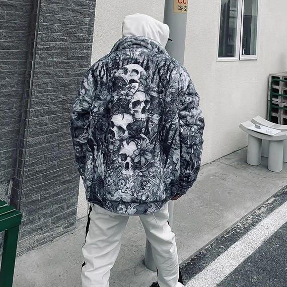 Streetwear Skull Fleece Plush Faux Fur Jacket Grunge Coat Y2k Fashion Goth Jacket - Etsy Streetwear Skull Fleece Plush Faux Fur Jacket Grunge Coat Y2k Fashion Goth Jacket - Etsy