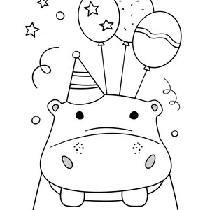 DIGITAL DOWNLOAD Birthday Themed Coloring Book 40 pages | Etsy