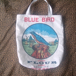 Blue Bird Flour Sack Tote Bag