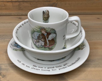 Mrs. Tiggy-Winkle Child's Tableware Set - Wedgwood of Etruria & Barlaston - Beatrix Potter Design - Made in England