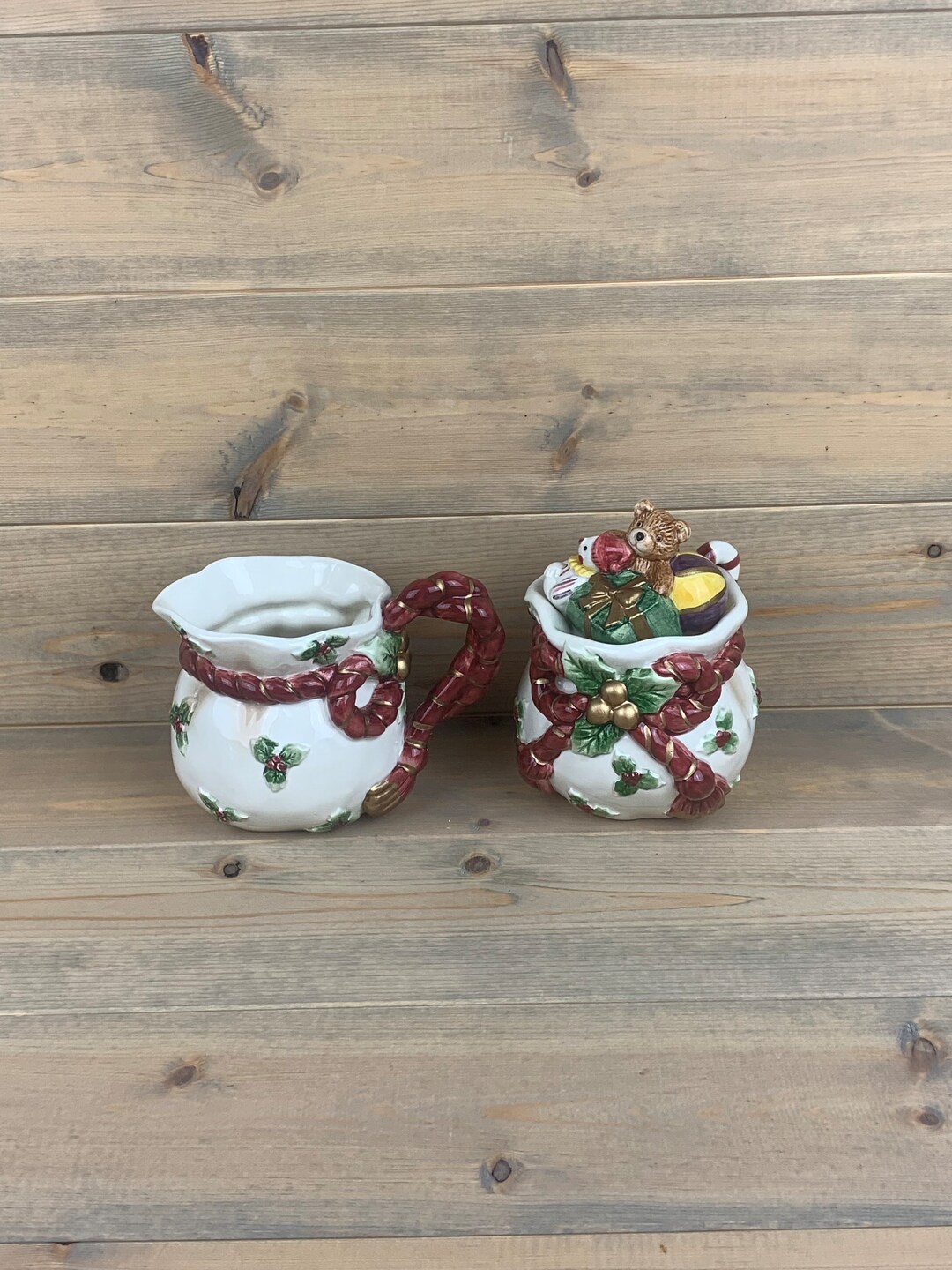 Fitz and Floyd Christmas Cream and Sugar Set Etsy