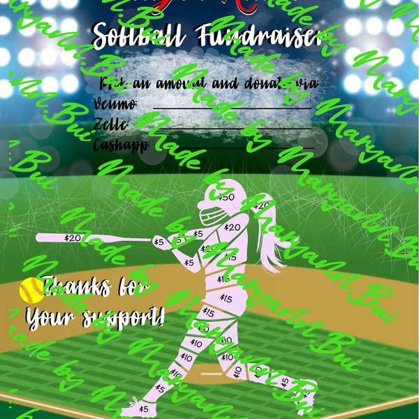 softball fundraiser template batter Instant Download