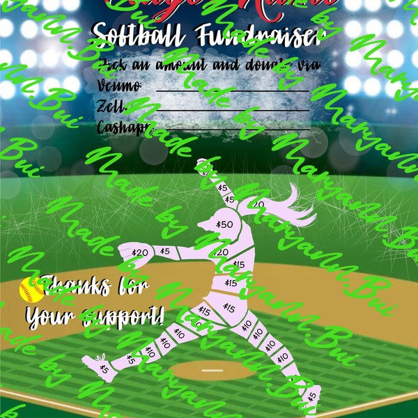 softball fundraiser template pitcher Instant Download