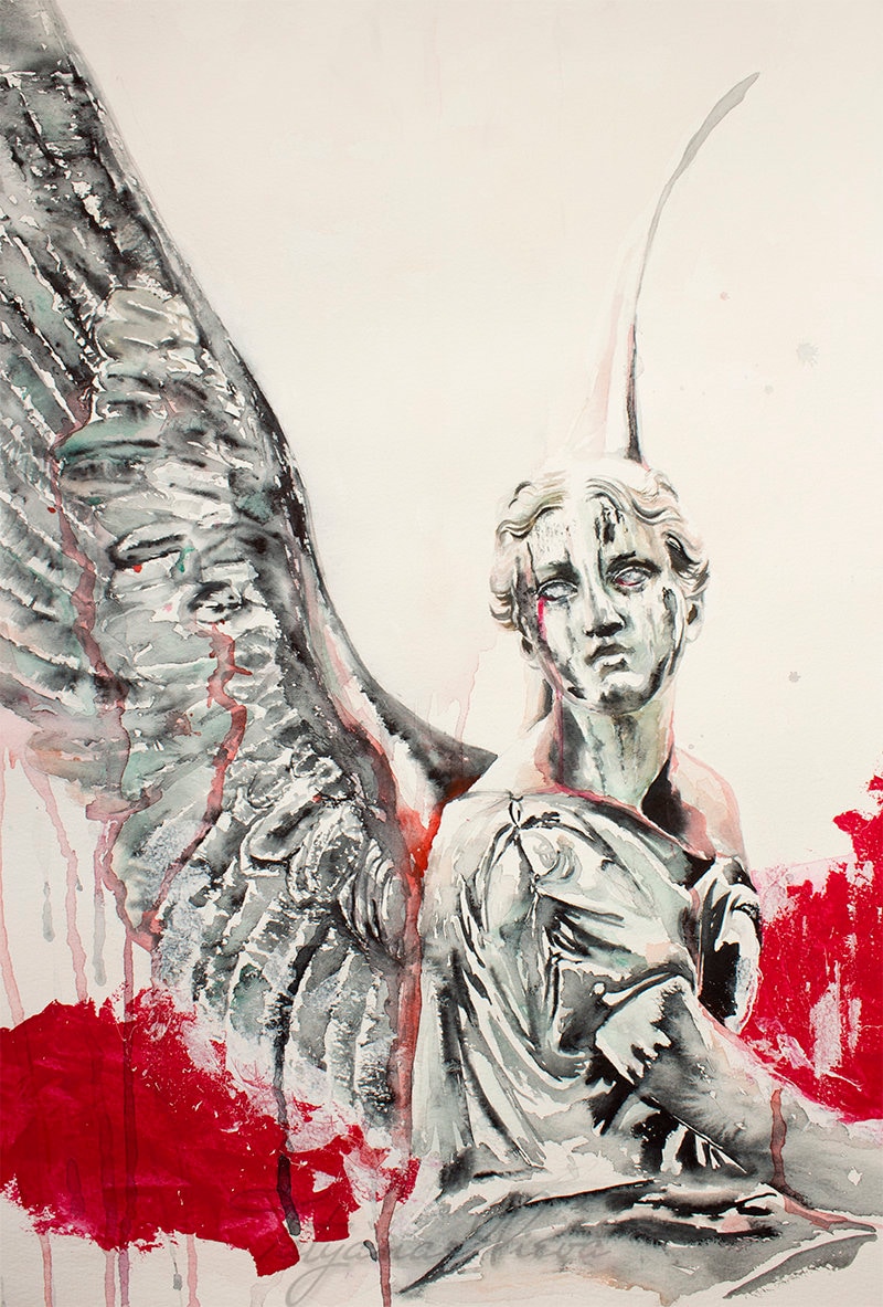 Watercolor Print. Wall Art Portrait of an Angel. in an Attempt | Etsy