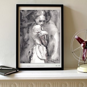 Watercolor Print. Digital art print of young naked lady. Art Print. Wall art, Home art, Digital print, Art Print, Fashion, Art, Woman. image 1