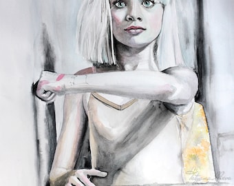 Maddie Ziegler poster. Watercolor print.  Woman watercolor art print. Wall art, wall decor, digital print.