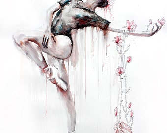 Ballerina watercolor art print. Wall art, wall decor, digital print. Lîlîṯ /Lilith