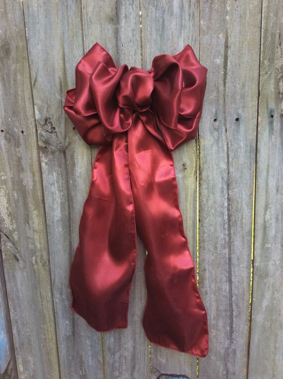 Burgundy Bow Deep Red Satin Bow Wedding Bow Wreath Bow Etsy
