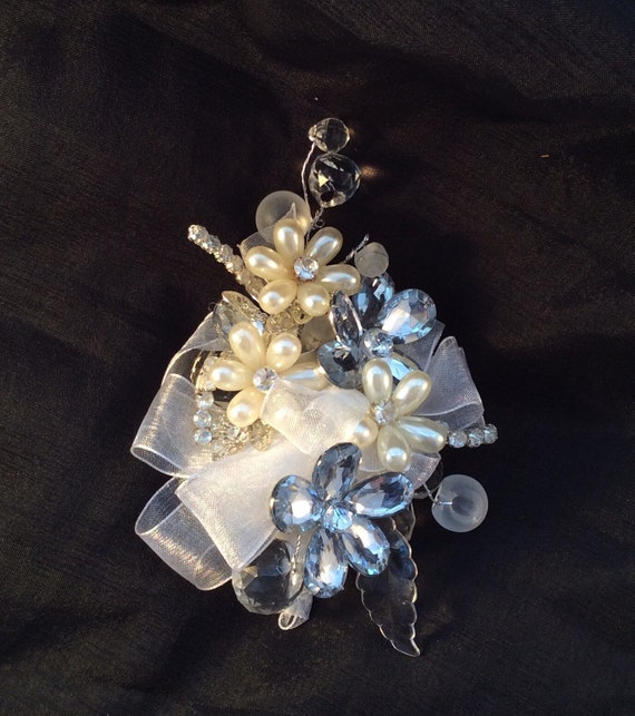 silver prom corsage