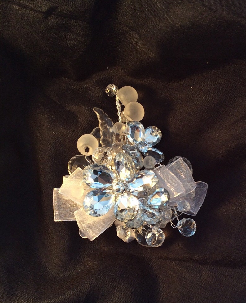 silver prom corsage