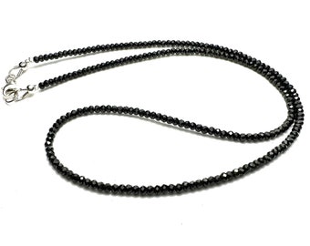 Natural Black Spinel Necklace Sterling Silver 925 , Gold Filled, Rose Gold Filled, or Solid 14k Gold White or Yellow