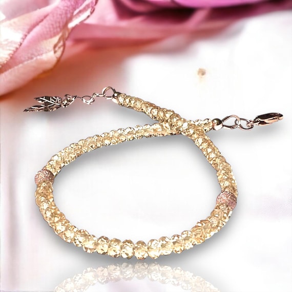 天然 シトリン ブレスレット レディース ピンクゴールド 加工 天然石 11月 誕生石 お守り 誕生日プレゼント 女性 40代 50代 ブランド