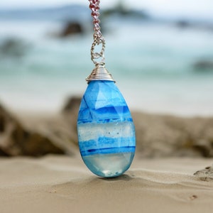 Wire Wrapped Natural Peru Opal Pendant Sterling Silver 925 , October Birthstone , 14th Anniversary