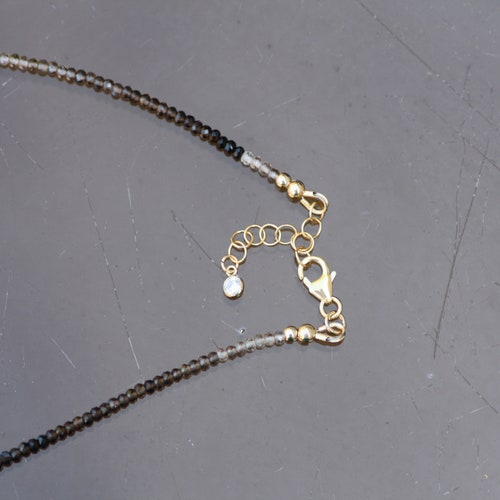 Natural shops Smokey Quartz Aquamarine Topaz Wrap Bracelet Long Necklace 14k Yellow Gold Filled
