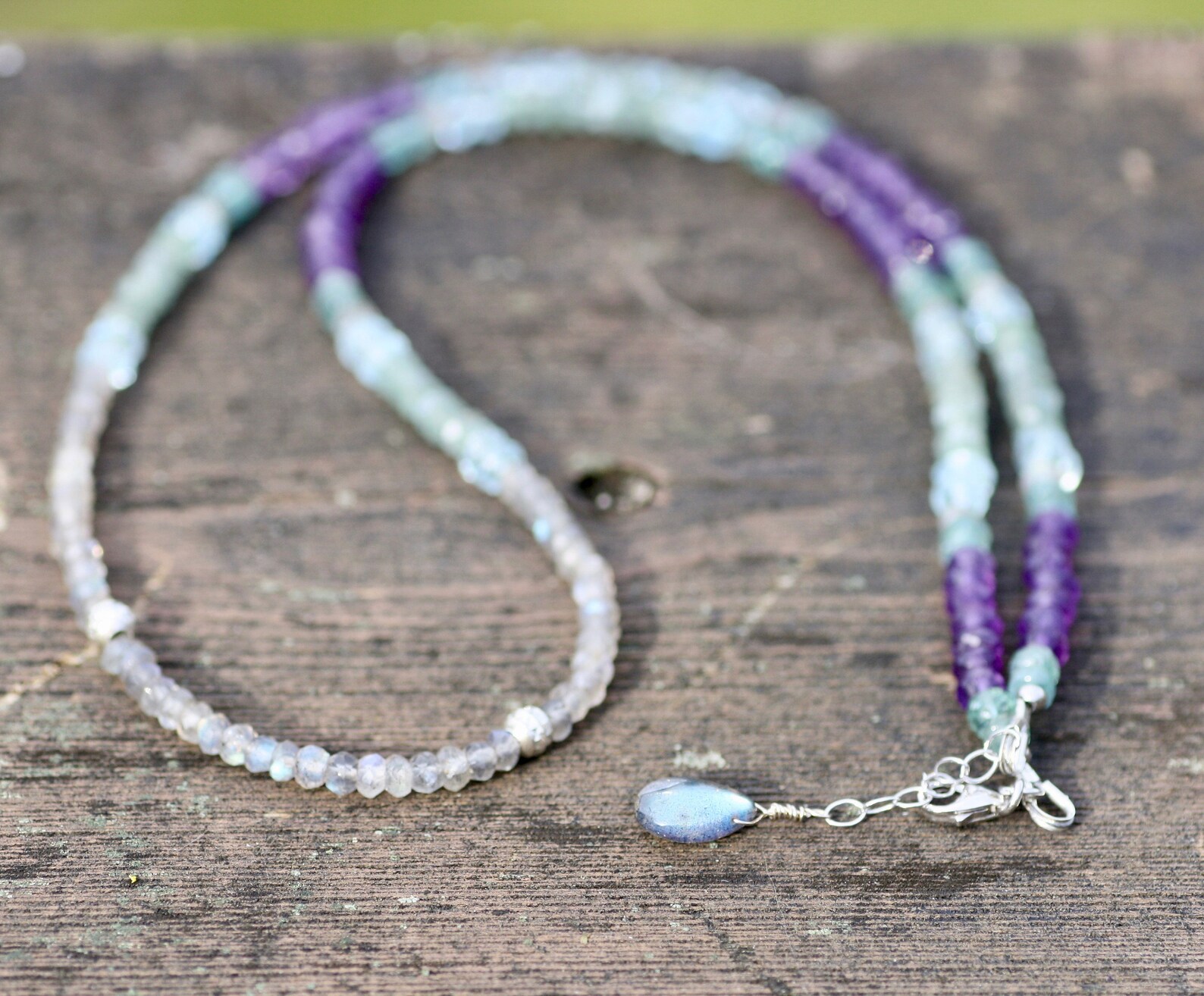 Natural Labradorite Amethyst Alexandrite Necklace Solid 14k Etsy