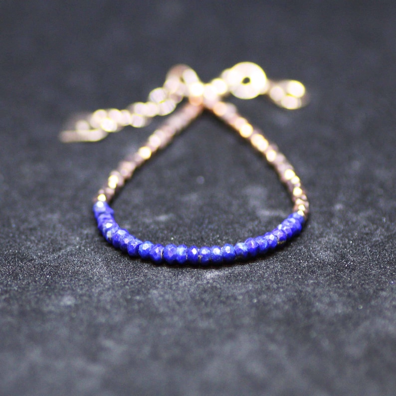 Healing Gem Bali bead Natural Lapis Lazuli Bracelet Rose Gold Filled From Canada December Birthstone 9th Anniversary