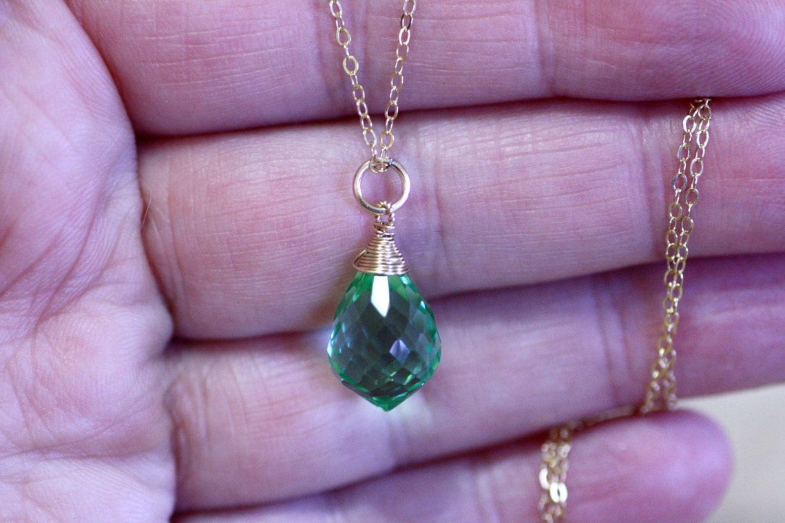 Lab Made Wire Wrapped Seafoam Grüner Turmalin Anhänger 14K | Etsy