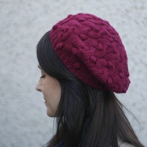 Knit Beret - Cable knit Beanie / Braided Beret