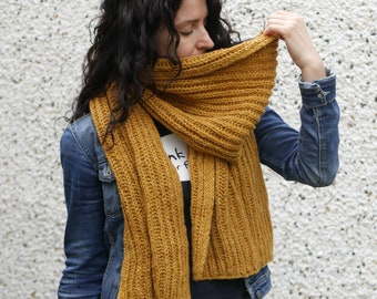 Merino Mustard scarf - Wool Scarf - Big Scarf