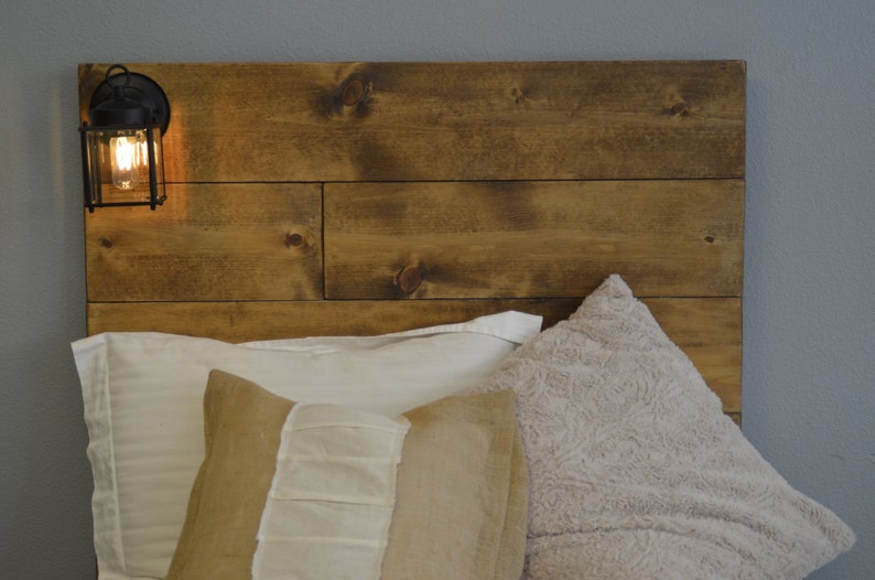 Wood Twin Headboard with built in lightingCordoba Etsy