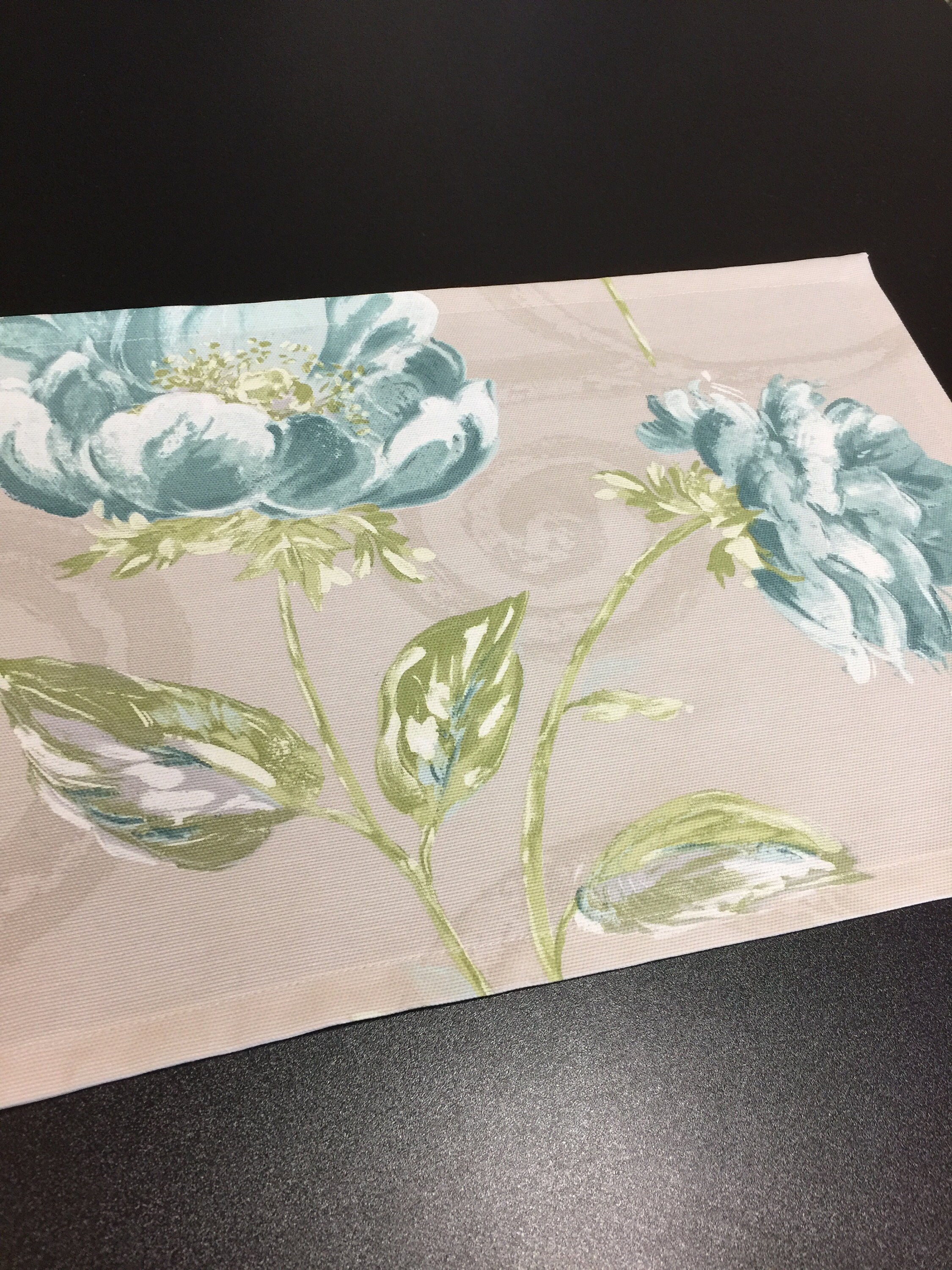 Placemats Set 6 Grey Ocean Blue Flower Table Linen Fabric Etsy UK
