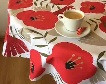 Red Poppies Tablecloth Round Tablecloth Oval Tablecloth Square Rectangle Table Linen Scandinavian Fabric Cotton Table Linen